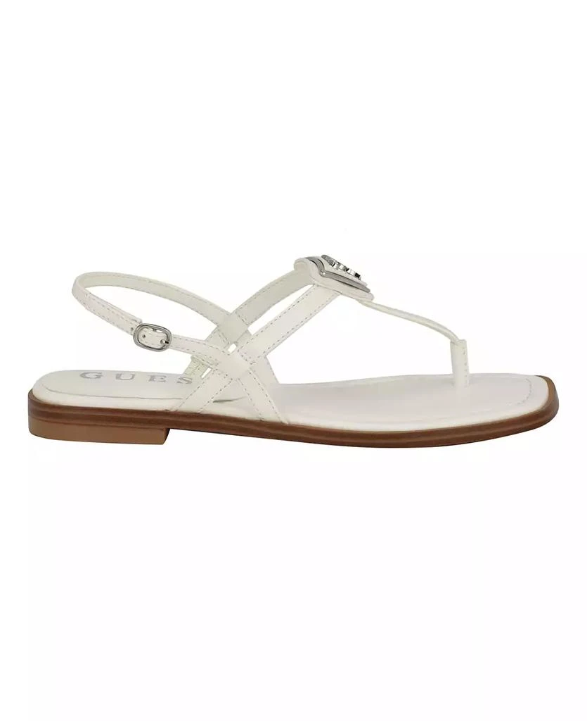 GUESS Women's Rainey Logo Sqaure Toe T-Strap Flat Sandals 2