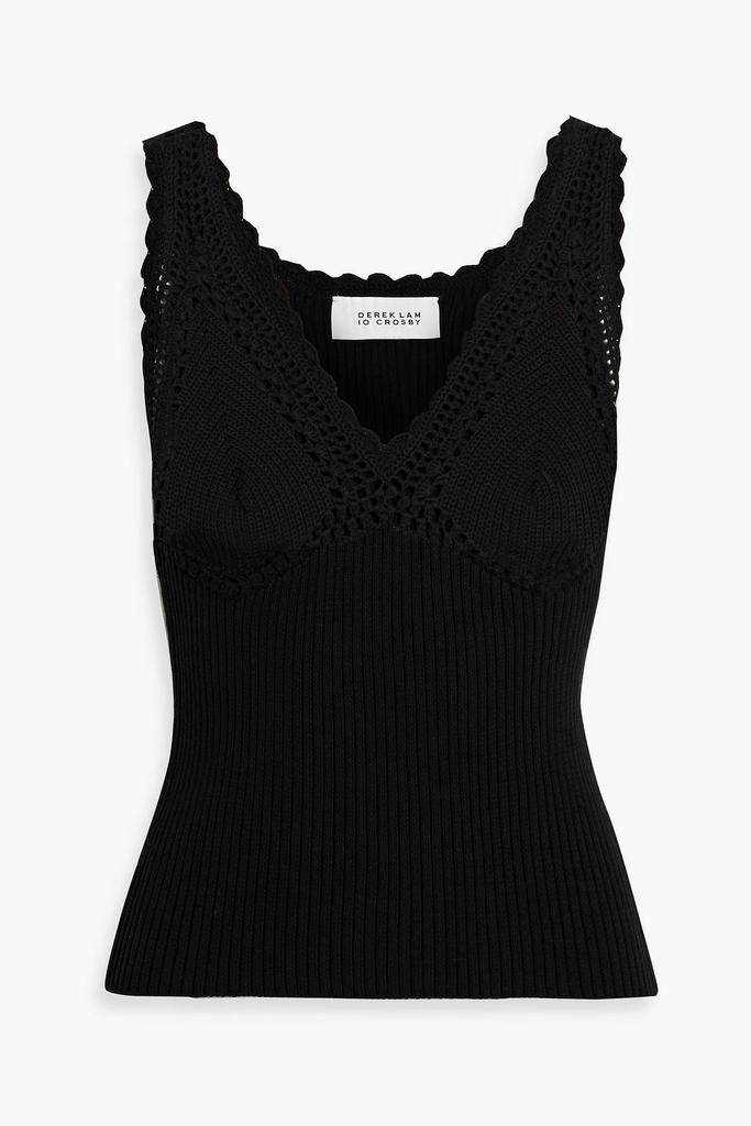 Derek Lam Sia crochet-trimmed ribbed cotton-blend top
