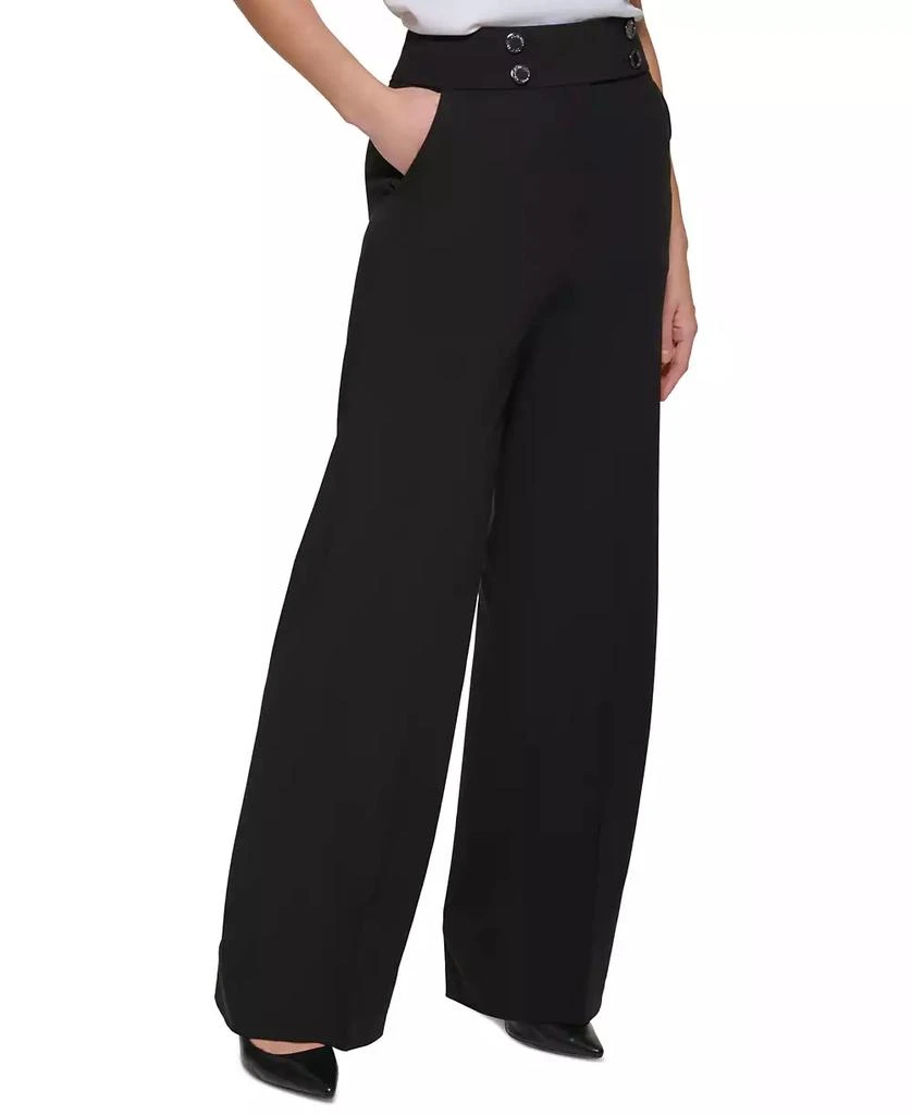 Calvin Klein Women's Whitney Button Front Wide Leg Pants 3