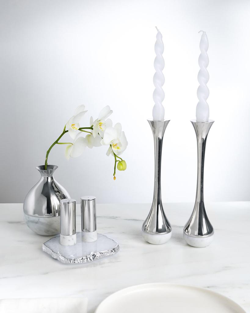 ANNA New York Marble & Silver Dual Candleholders, Set of 2