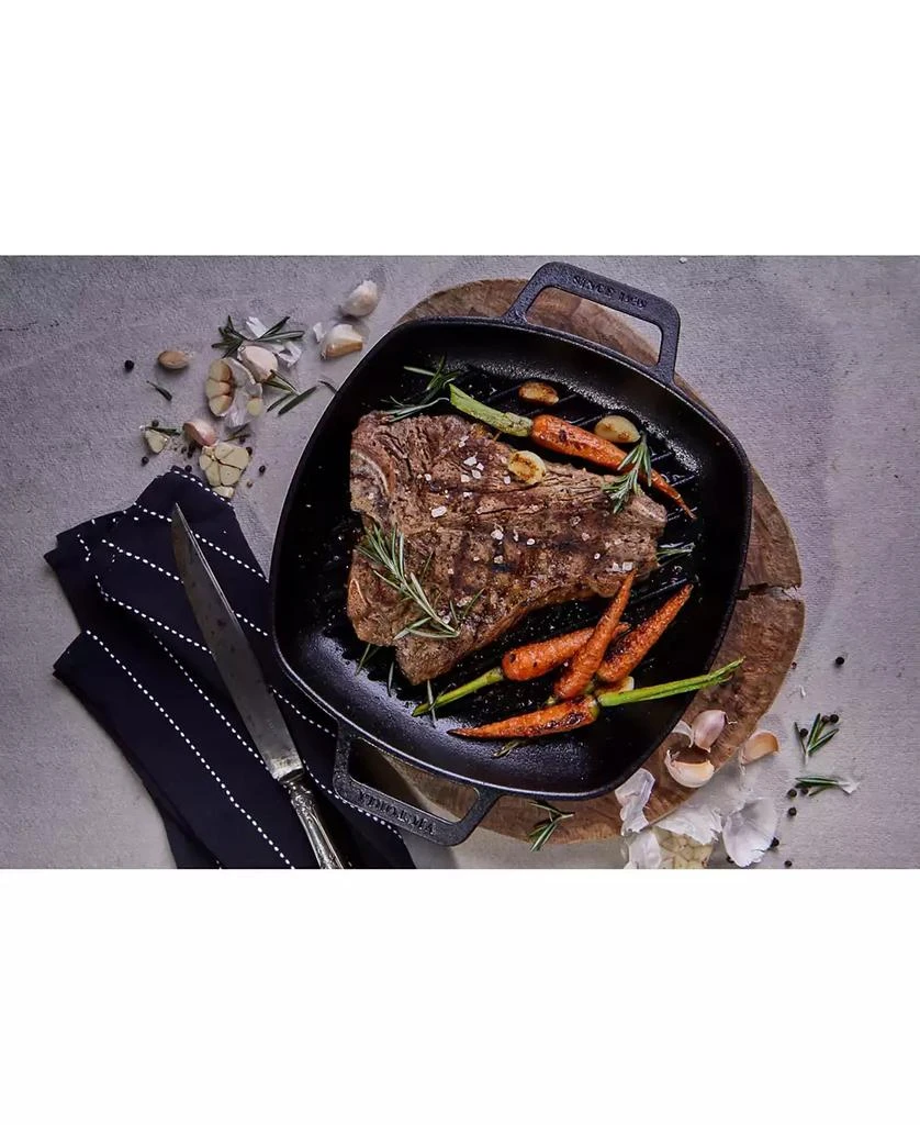 Victoria 10in Square Grill Pan with Double Loop Handles, Seasoned 2