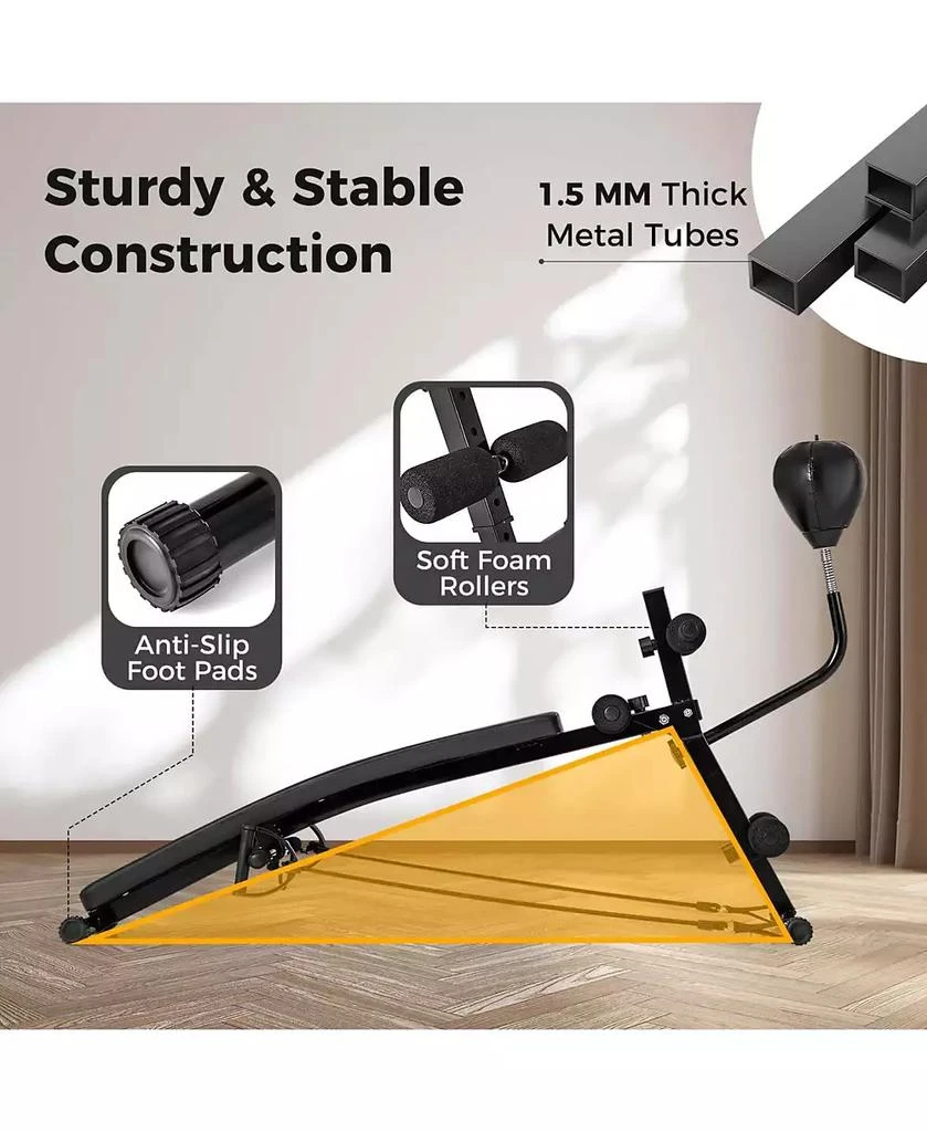 Costway Adjustable Decline Sit-Up Bench for Home Gym with Speed Ball and Resistance Bands 10