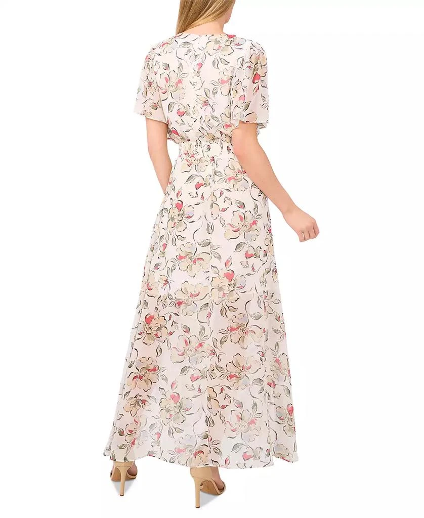 CeCe Women's Smocked-Waist Flutter-Sleeve Maxi Dress 2