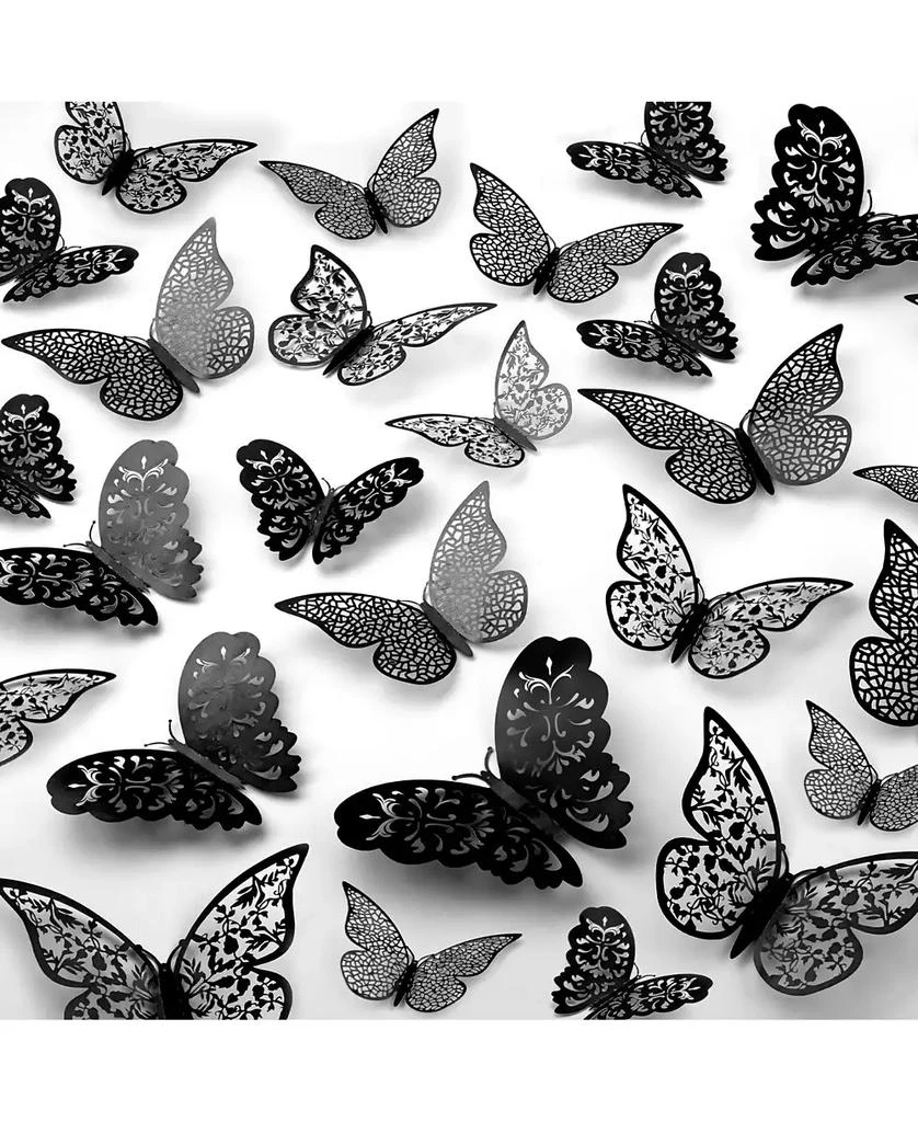 Zulay Kitchen Home 12 pieces (2.95”), 12 pieces (3.35”), 24 pieces (2.95”) 3D Removable DIY Butterfly Wall Decor with 3 Wing Designs (48pcs)