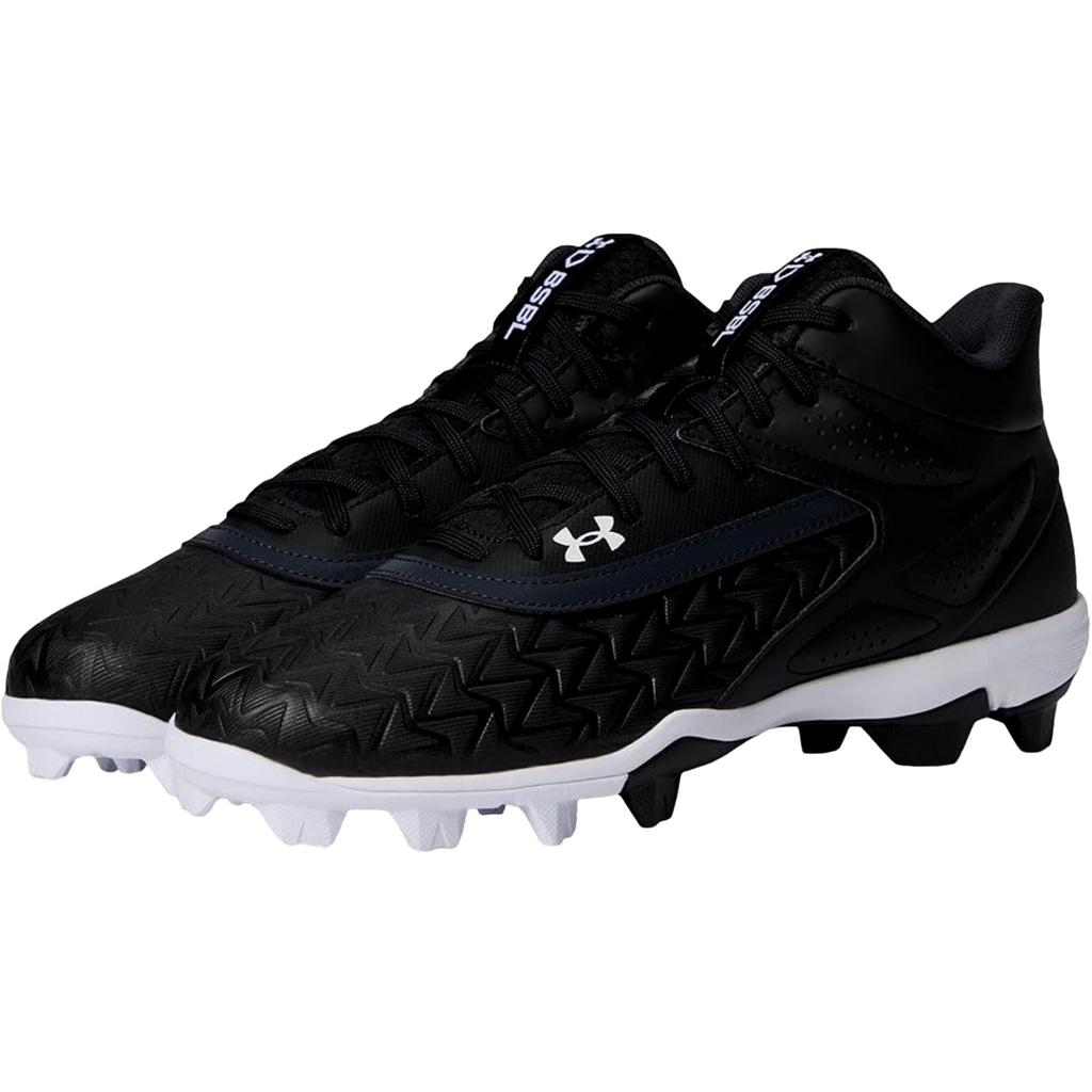 Under Armour Leadoff Mid 3.0 Baseball Cleats Black / Black / White  3027446-001 Men's