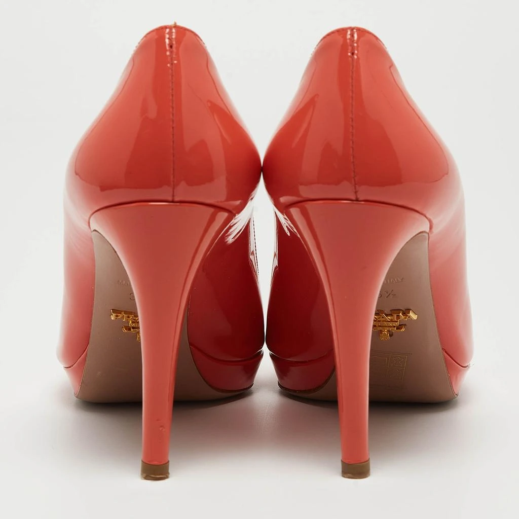 Prada Prada Coral Pink Patent Leather Peep Toe Platform Pumps Size 36.5 5