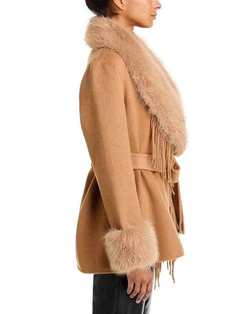 Love Token Faux Fur Collar Fringe Wrap Coat 4
