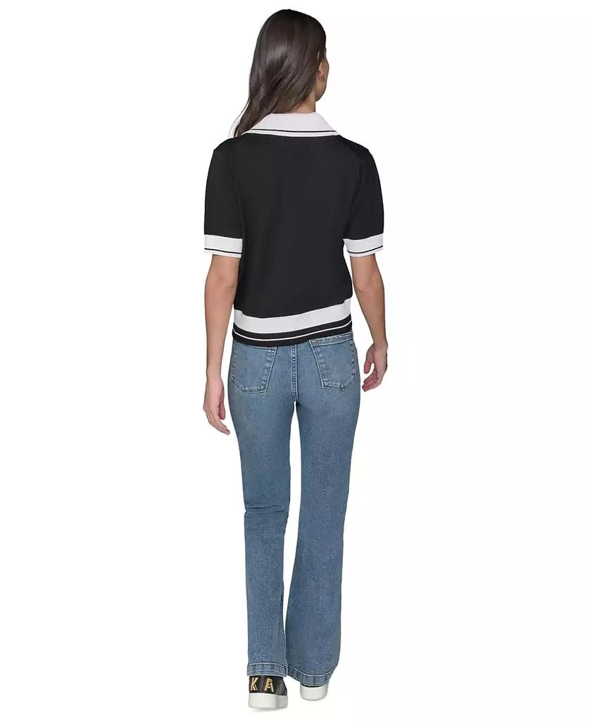 Karl Lagerfeld Paris Women's Short-Sleeve Collared Sweater 3