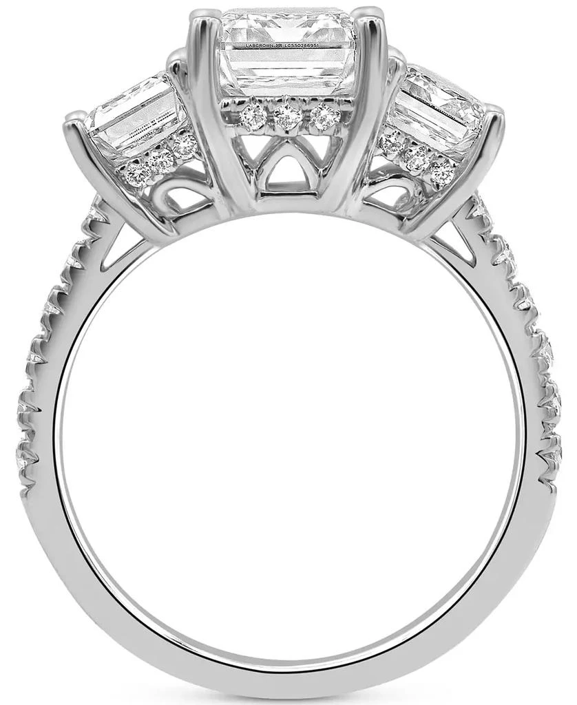 Badgley Mischka Certified Lab Grown Diamond Emerald-Cut Three Stone Engagement Ring (5-3/8 ct. t.w.) in 14k White Gold 3