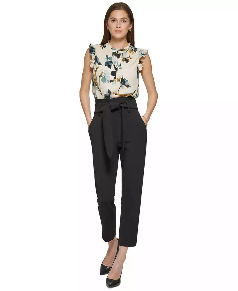 DKNY Women's Tie-Waist High-Rise Straight-Fit Pants 5
