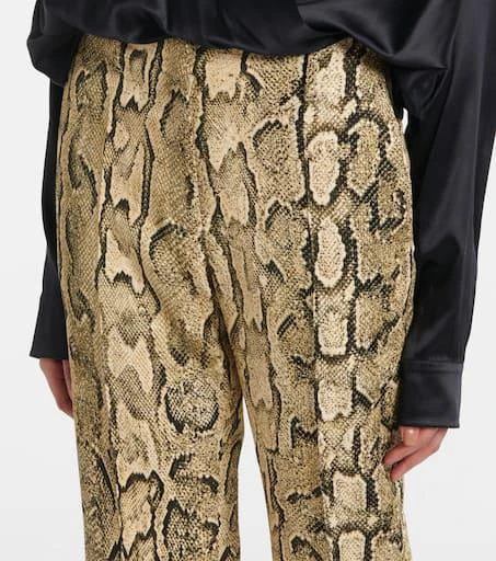 Dries Van Noten Snake-print mid-rise flared jacquard pants 4