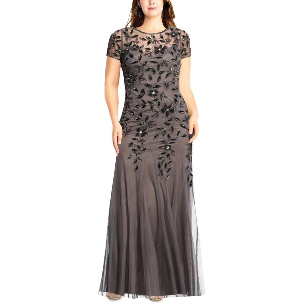Adrianna Papell Plus Womens Sequined Formal Evening Dress 4