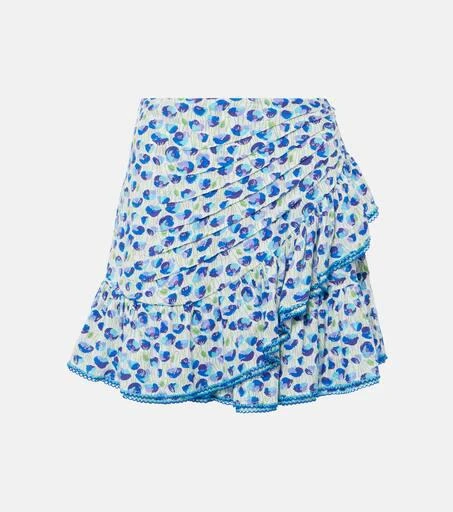 Poupette St Barth Mabelle printed shirred miniskirt 1