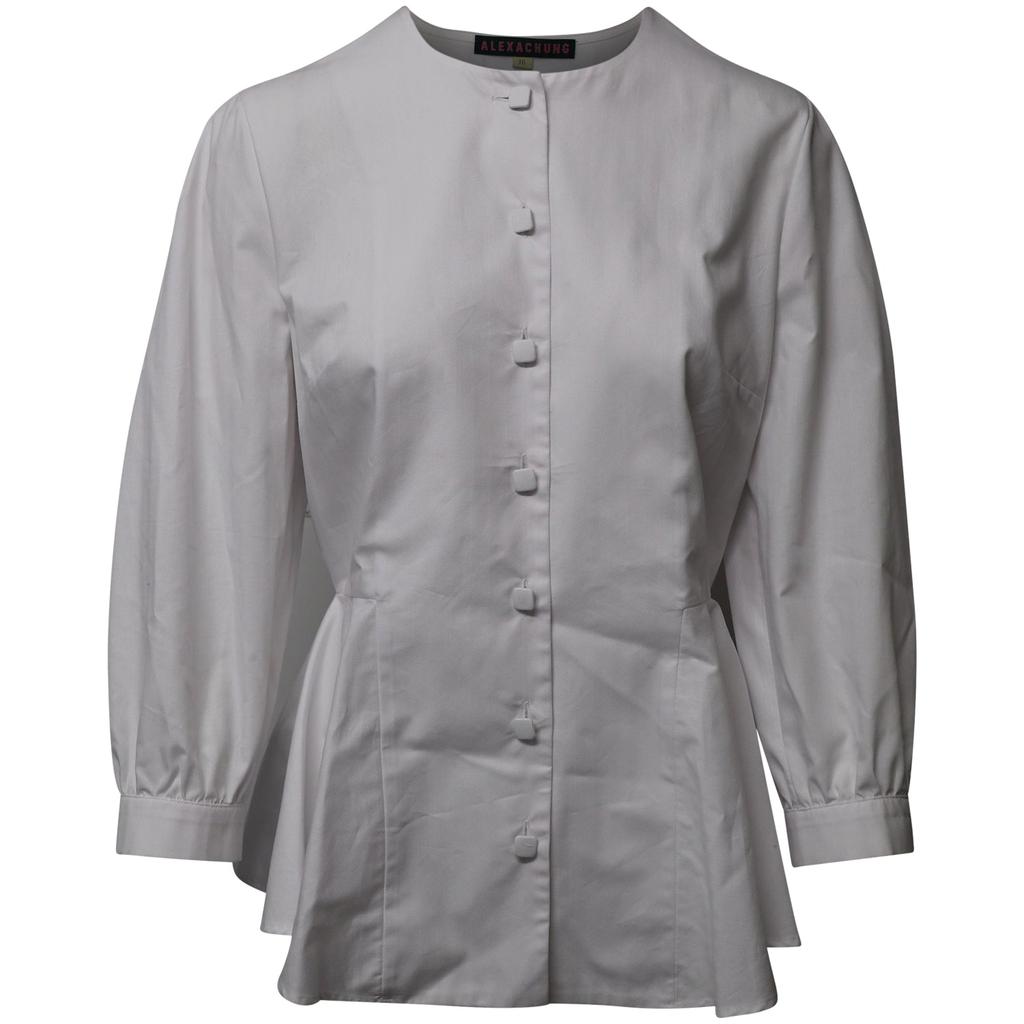 ALEXACHUNG Alexa Chung Herringbone Peplum Top in White Cotton