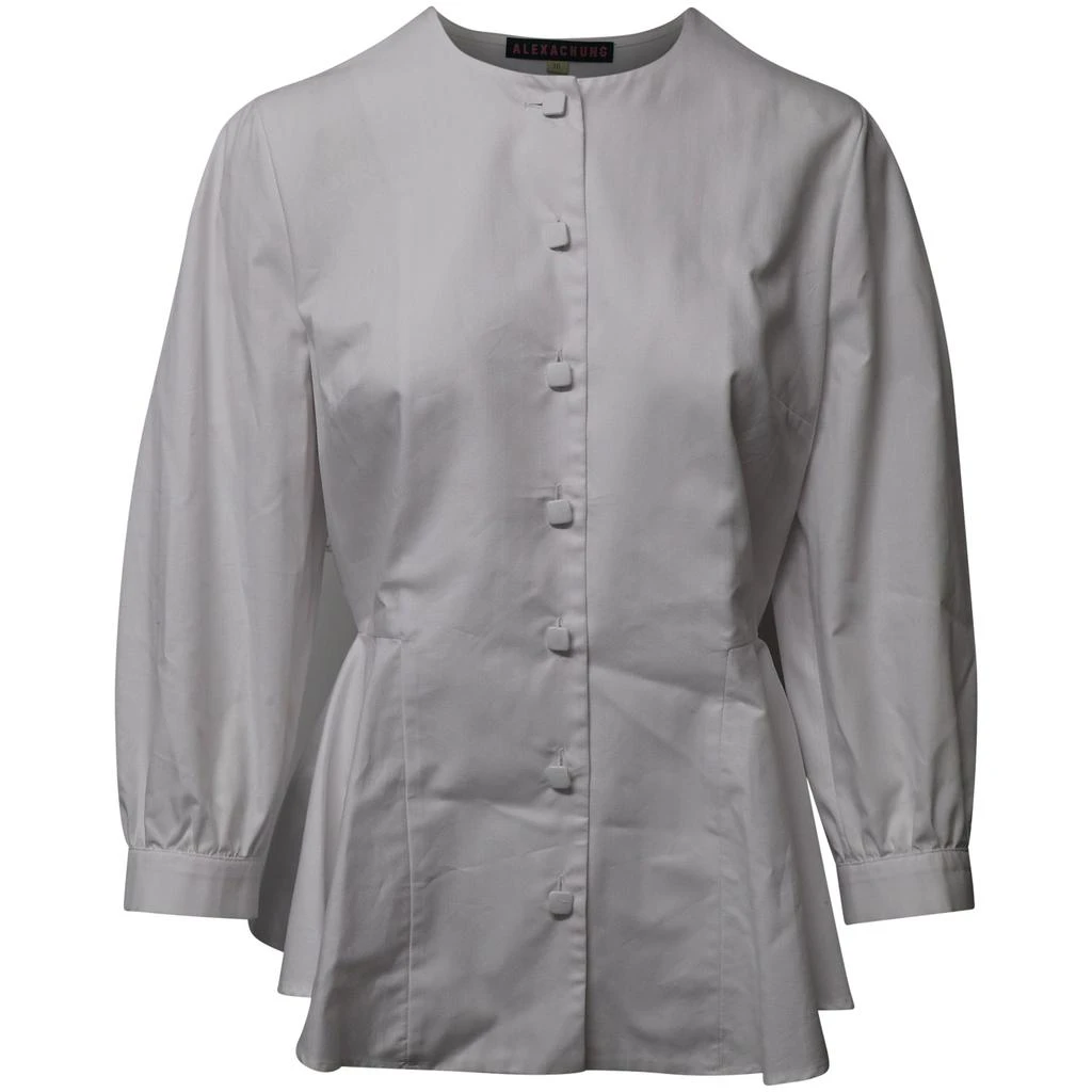 ALEXACHUNG Alexa Chung Herringbone Peplum Top in White Cotton 1