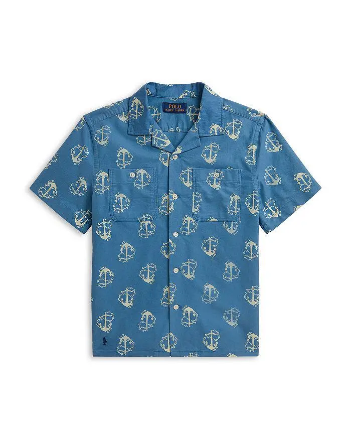 Ralph Lauren Boys' Anchor Print Cotton Oxford Shirt - Little Kid, Big Kid