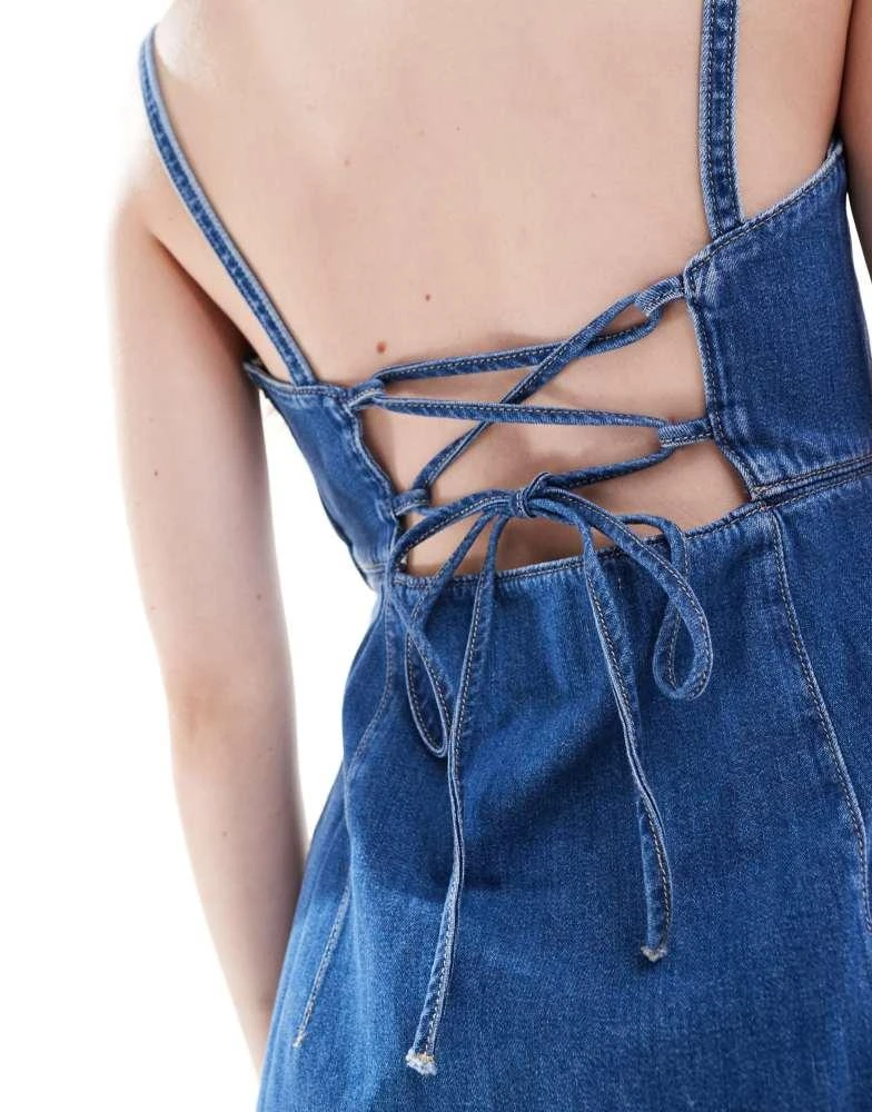 Calvin Klein Calvin Klein Jeans cut out denim mini dress in mid wash 2
