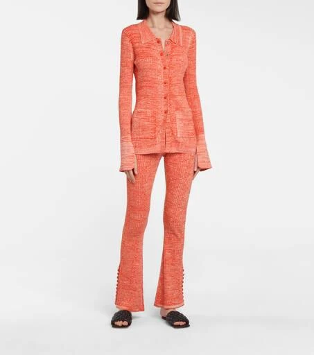 Live The Process Marl ribbed-knit flared pants 2