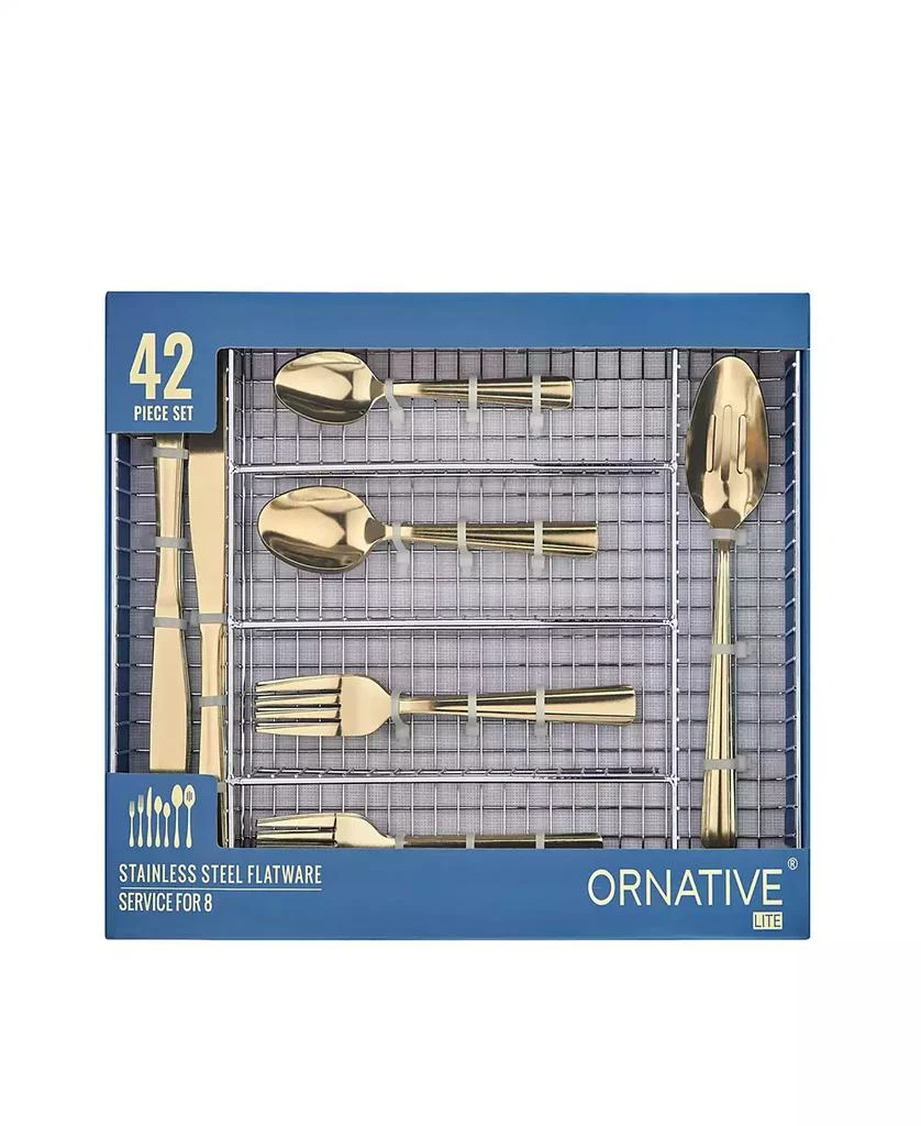 Ornative Alicja 42 Piece Flatware Set with Wire Caddy, Service for 8 8