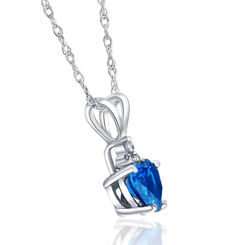 Pompeii3 1/2ct Diamond 
Simulated Blue Sapphire Heart Pendant 14K White Gold 2