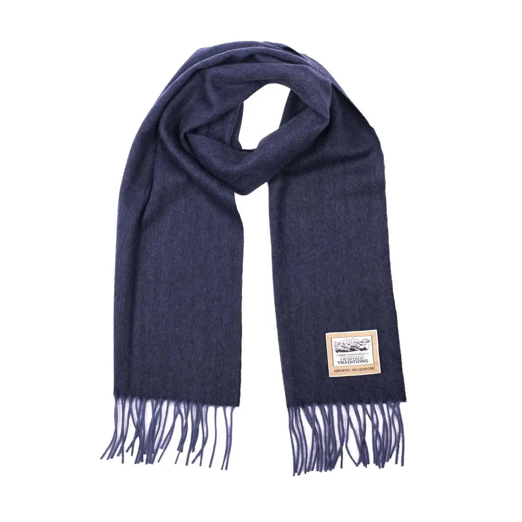 Heritage Heritage Navy Herringbone Woolen Scarf