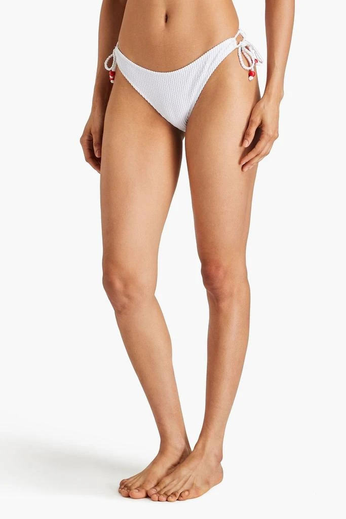 Fisch Hani Pearl embellished seersucker bikini briefs 2