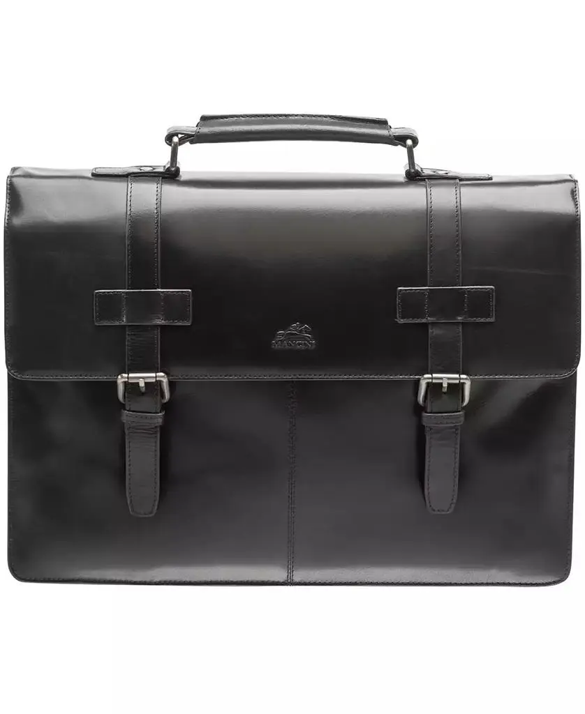 Mancini Leather Goods Men's Double Compartment Laptop Briefcase