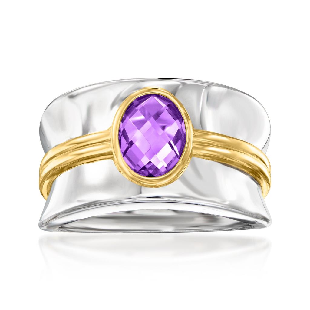 Ross-Simons Amethyst Ring in Sterling Silver and 18kt Gold Over Sterling