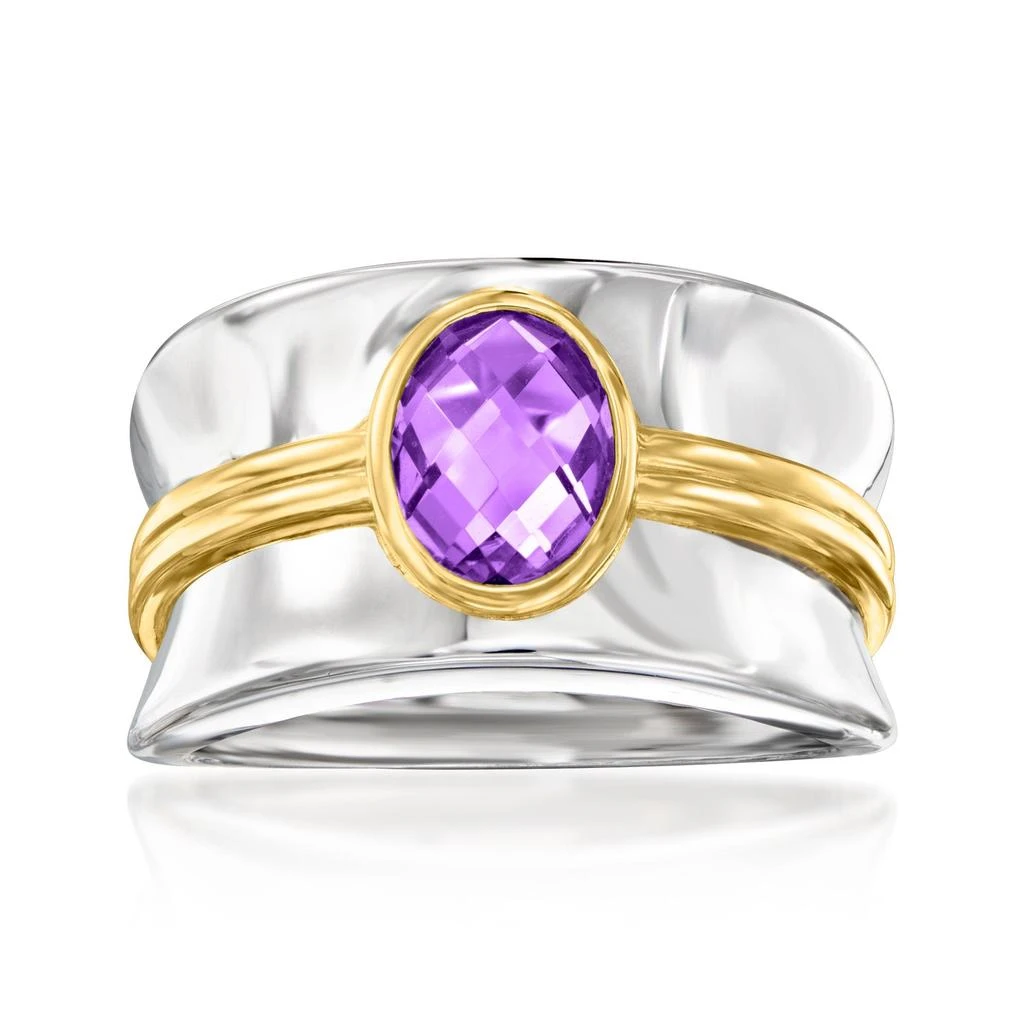 Ross-Simons Amethyst Ring in Sterling Silver and 18kt Gold Over Sterling 1