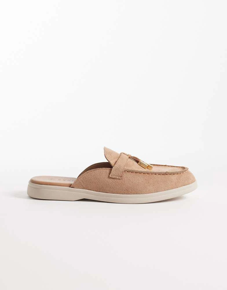 SEQWL SEQWL mule tassel trim loafer in camel faux suede