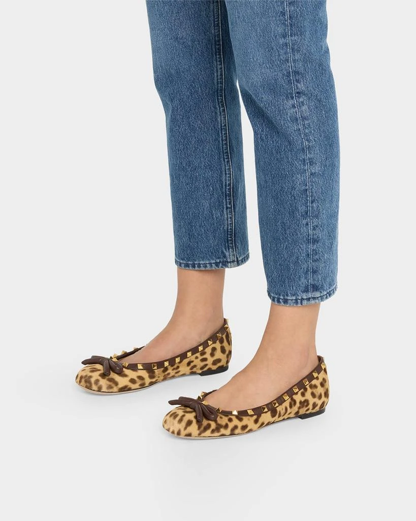 Valentino Rockstud Leopard Bow Ballerina Flats 2