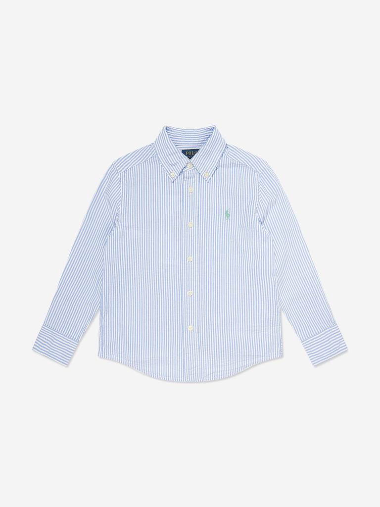Ralph Lauren Ralph Lauren Boys Striped Logo Shirt in Blue