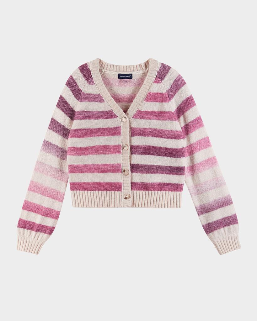 Andy & Evan Girl's Ombre Striped Cardigan, Size 7-16
