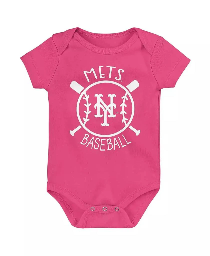 Outerstuff Baby Boys and Girls Blue New York Mets Slide Home Bodysuit, Set of 3 2