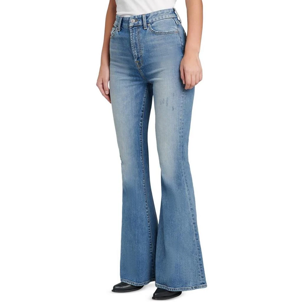 7 For All Mankind Megaflare Womens High-Waist Distressed Flare Jeans 1