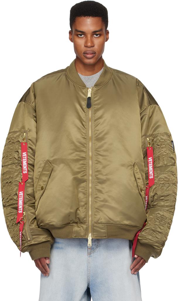 Shop Khaki Alpha Industries Edition Cargo Reversible Bomber Jacket