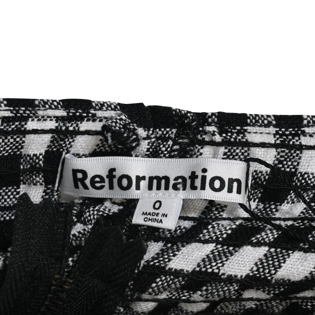 Reformation Cropped Gingham Print Self-Tie Top in Black and White Cotton 5