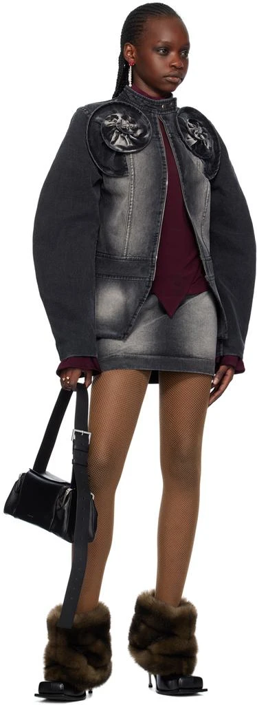 FIDAN NOVRUZOVA Black Faded Denim Miniskirt 4