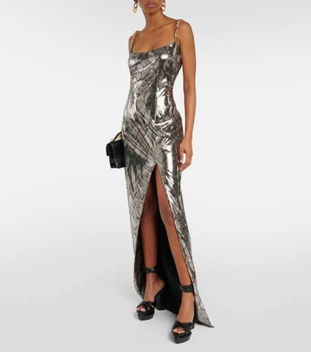 Balmain Chain-detail snake-print gown 2