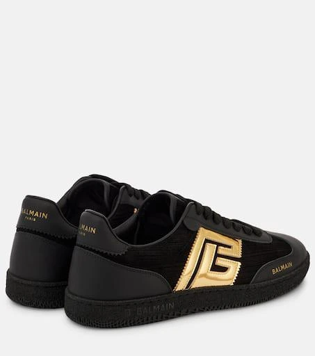 Balmain PB suede and mirrored faux leather sneakers 2