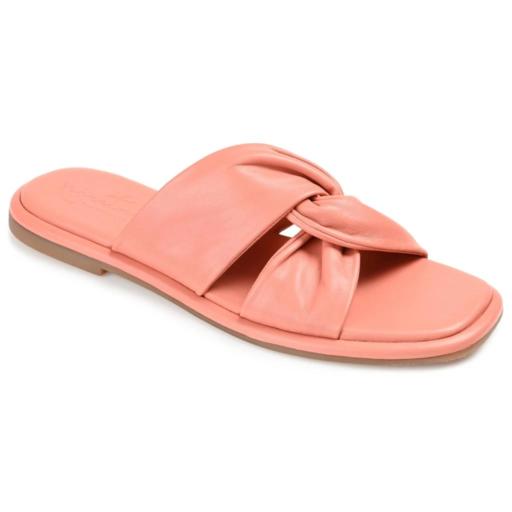 JOURNEE Journee Signature Womens Genuine Leather Kanndice Slip On Slide Sandals 1