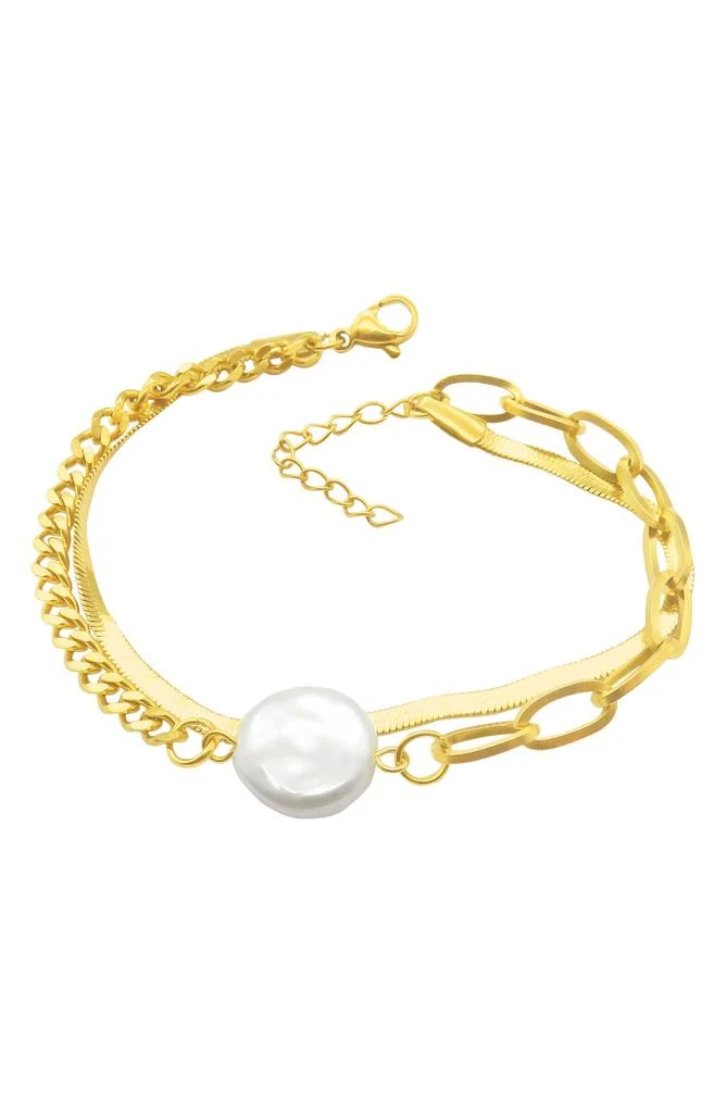 ADORNIA Water Resistant Mixed Chain Cultured Pearl Bracelet
