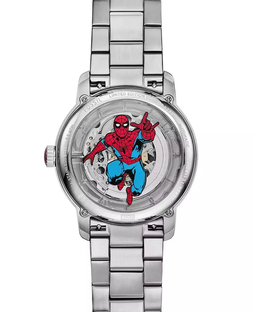 Fossil Unisex Marvel x Limited Edition Automatic Silver Stainless Steel Watch, 43mm 4