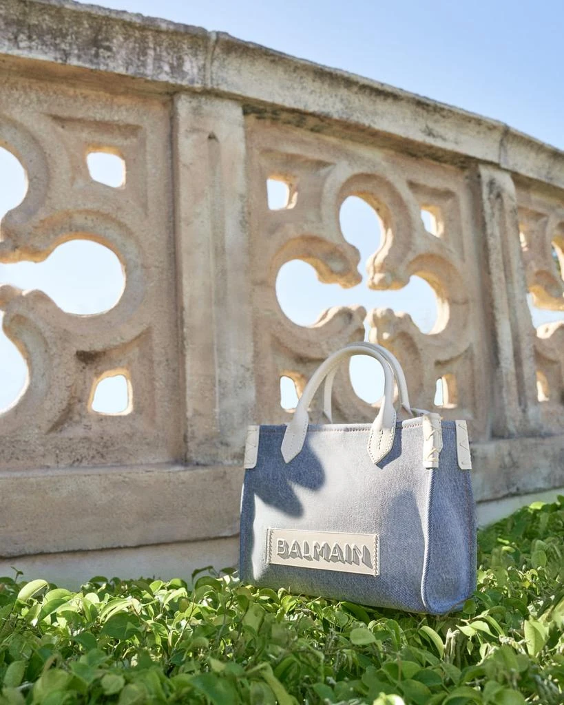 Balmain B-Army Small Shopper Tote Bag in Denim 6