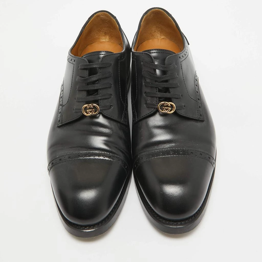 Gucci Gucci Black Leather Brogue Lace Up Oxfords Size 44 3
