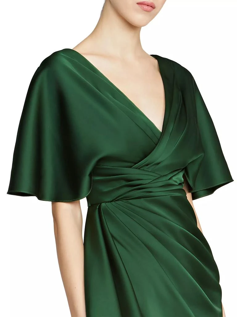 Theia Gwen Satin Gathered Midi-Dress 9
