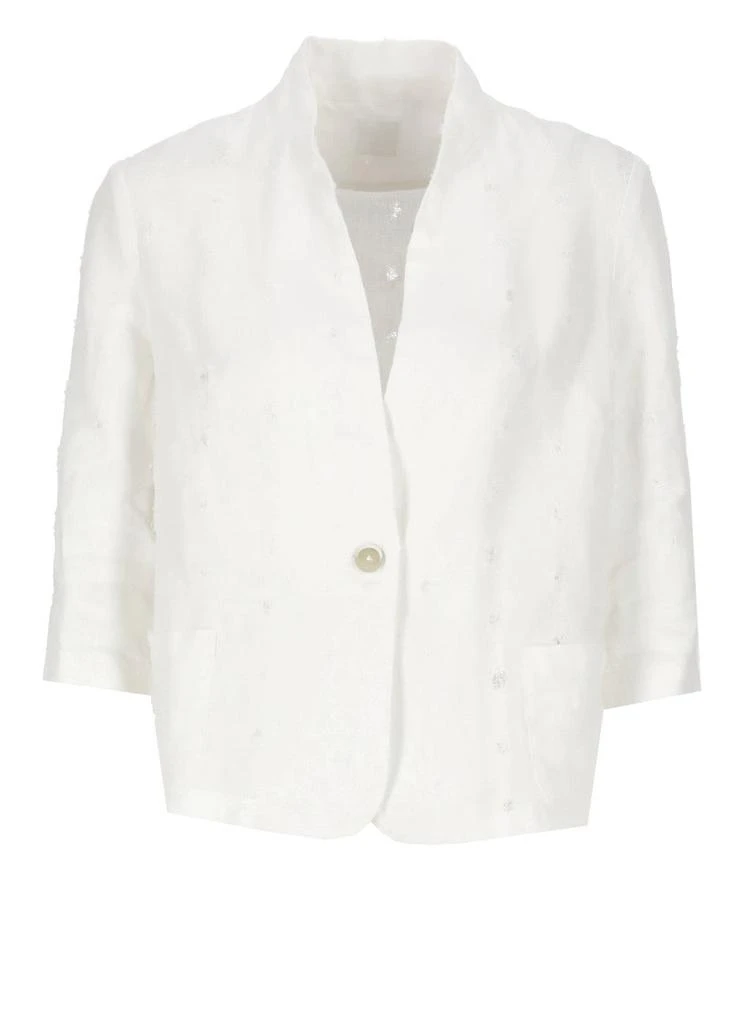 120% Lino White Linen Blazer 1