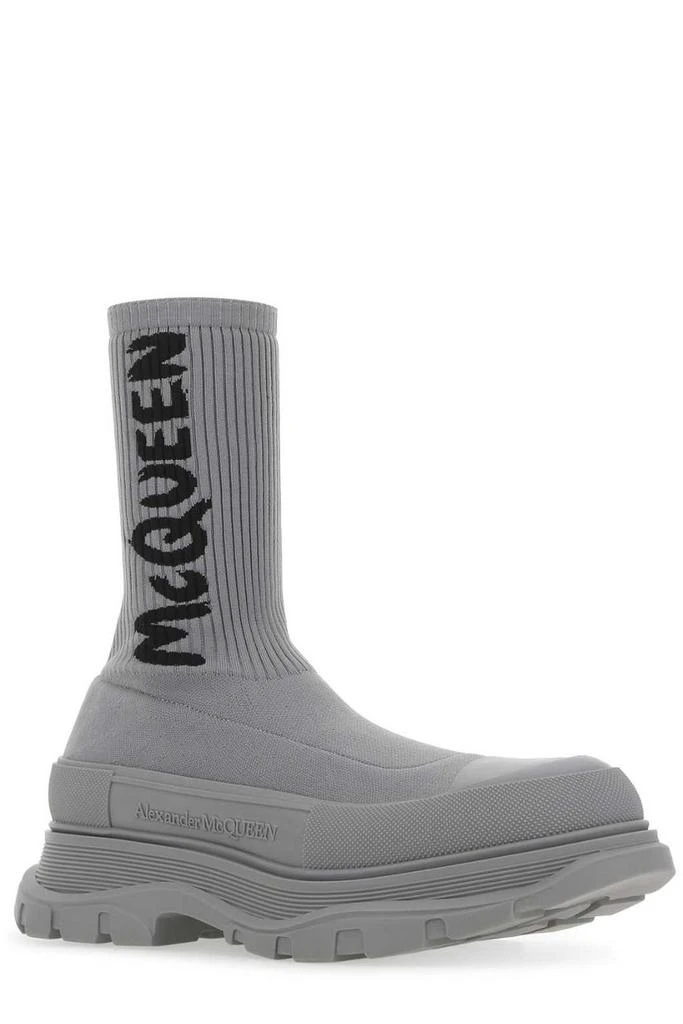 Shop Alexander McQueen Logo Printed Sock-Style Boots on Sale  display picture 2