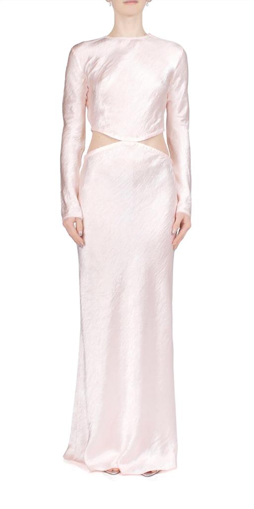 ANNA OCTOBER Martha Cutout Satin Maxi Dress In Pink