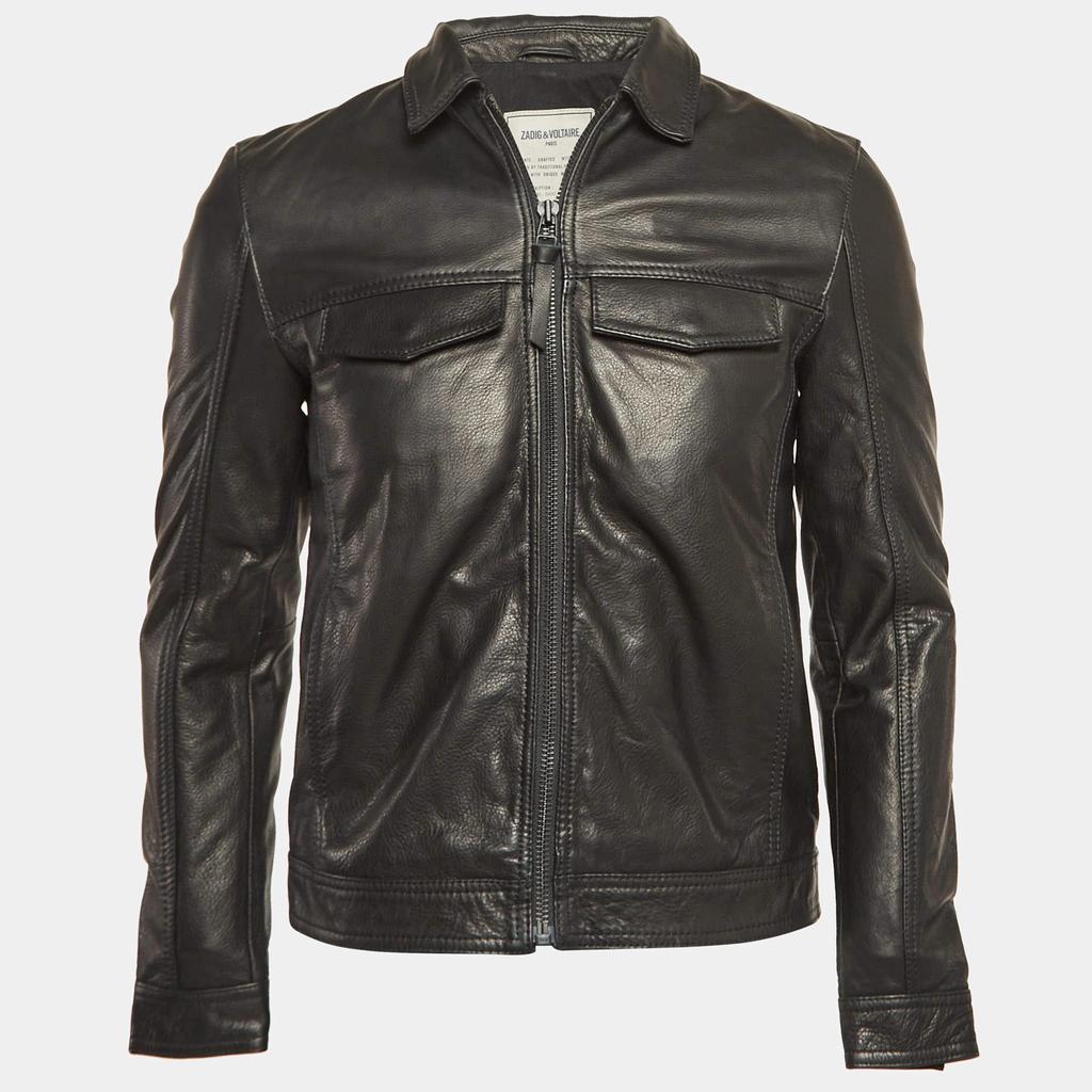ZADIG & VOLTAIRE Zadig & Voltaire Black Leather Zip Front Jacket S